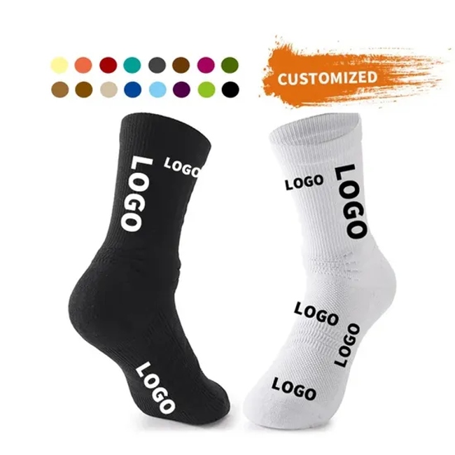 Anti Slip Cotton Solid Color Premium Knitted Custom Crew Sports Socks