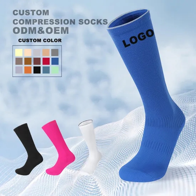 Wholesale Factory Design Logo Women Athletic Cotton Brand Custom OEM Compression Socks