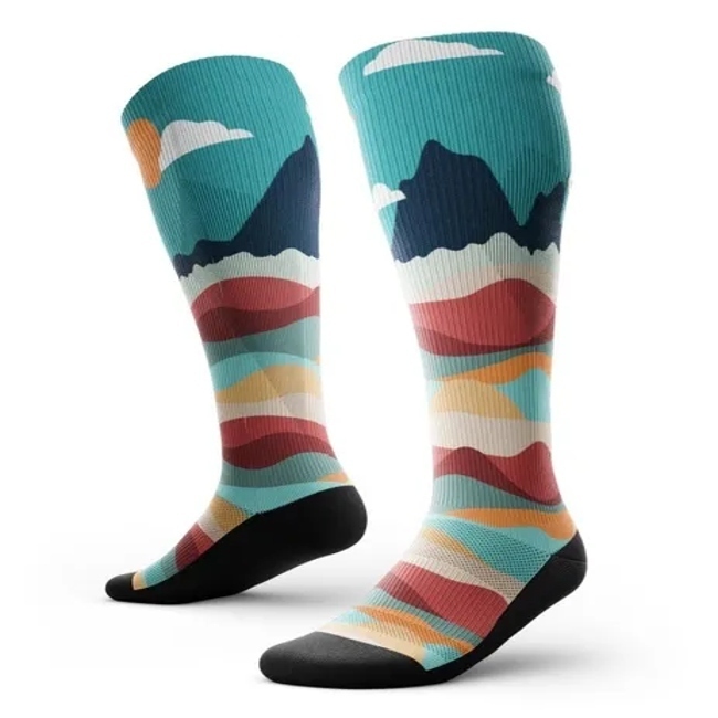 Custom Printed 20-30 Mmhg Knee High Sport Stocking Compression Socks