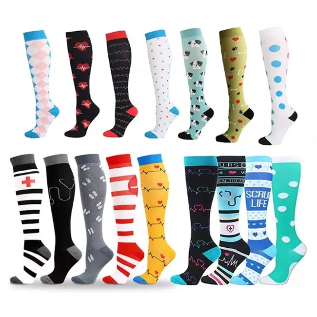 Fun Compression Men′s & Women′s Casual Long Sports Breathable High Elastic Socks