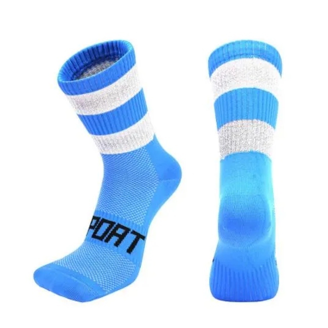 Custom OEM Crew Breathable Reflective Cycling Socks Ultralight Outdoor Compression Running Sport Socks