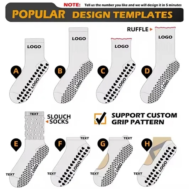 Custom Logo Grip Trampoline Socks Pilates Non Slip Yoga Curl Socks Compression Tube Crew Ruffle Socks