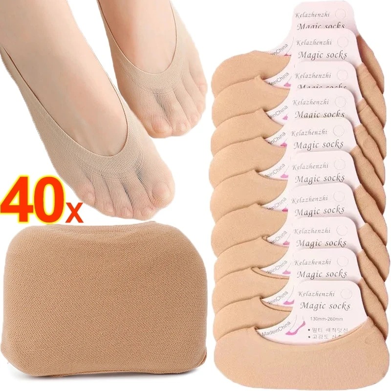 Custom Box Non-slip Invisible Socks Slippers Seamless Ice Silk Ankle Boat Socks Summer Thin Solid Casual Breathable No Show 