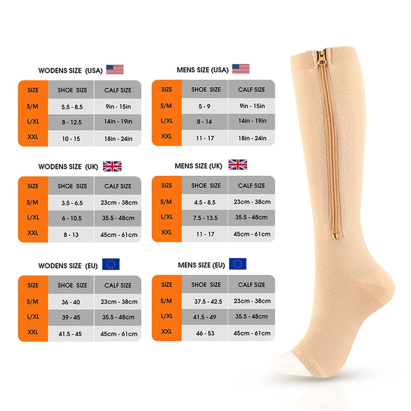 bespoke products Compression Socks Zipper Varicose Socks Outdoor Running Fitness Hiking Sports Socks Medical Care Anti Fatigue 