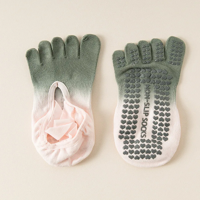 Promotion Yoga Socks Professional Silicone Non-slip Gradient Pilates Socks Backless Breathable Five-finger Indoor Gym Fitness 
