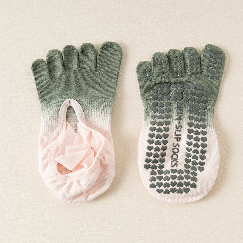 Promotion Yoga Socks Professional Silicone Non-slip Gradient Pilates Socks Backless Breathable Five-finger Indoor Gym Fitness 