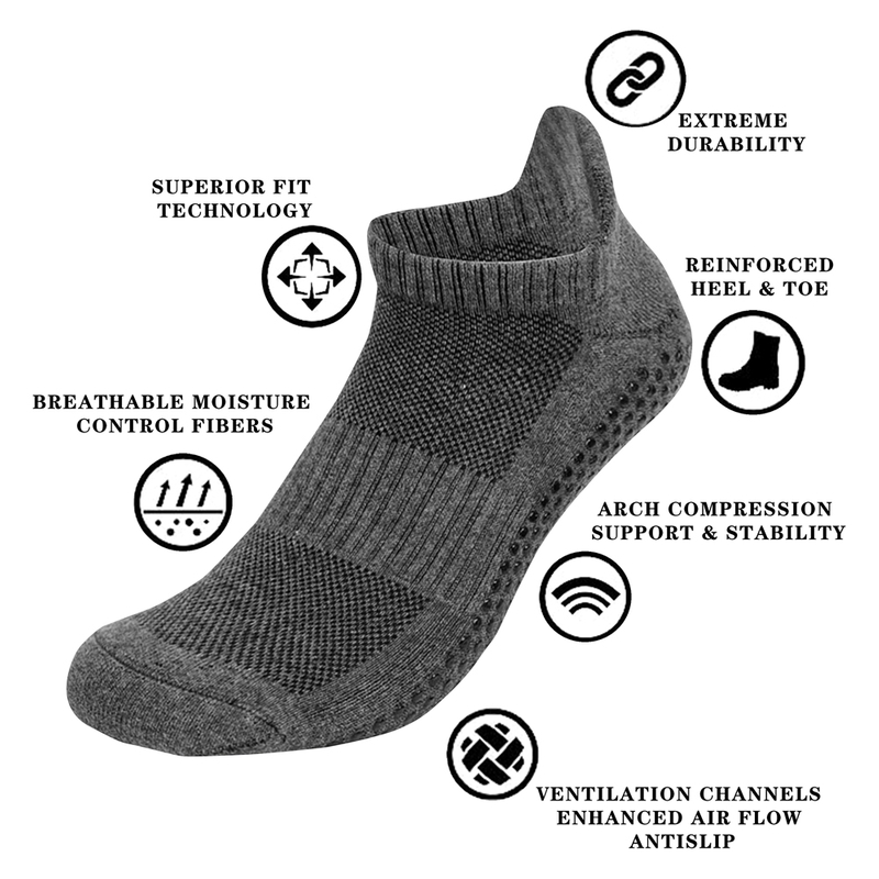 Boutique Unisex No Show Socks Towel Liner Non Slip Athletic Yoga Gym Indoor Fitness 