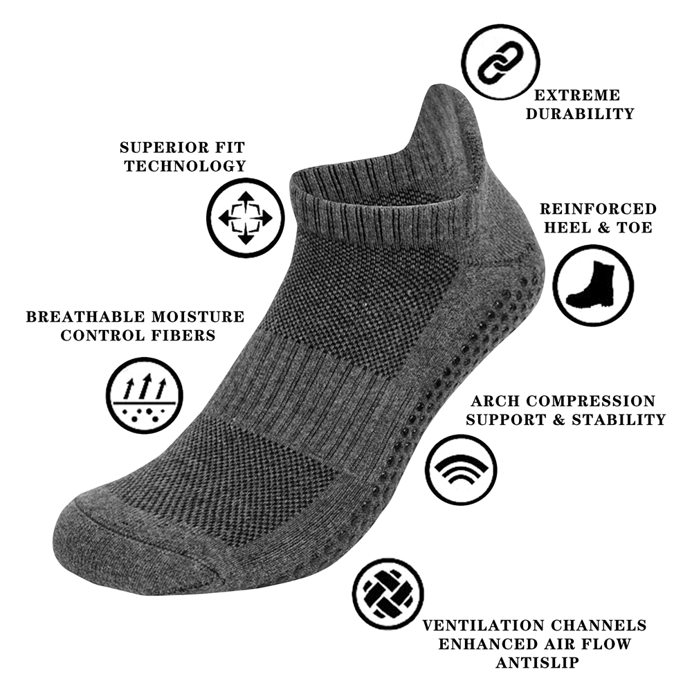 Boutique Unisex No Show Socks Towel Liner Non Slip Athletic Yoga Gym Indoor Fitness 