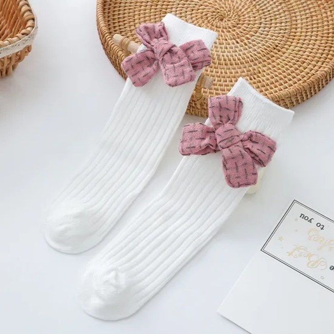Fashion Four Seasons Wholesale Knee High Bowknot Child Baby Kids Girls Socks