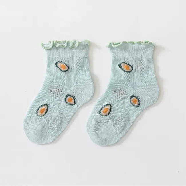 Summer Thin Mesh Girls′ Socks Fruit Baby Cotton Socks