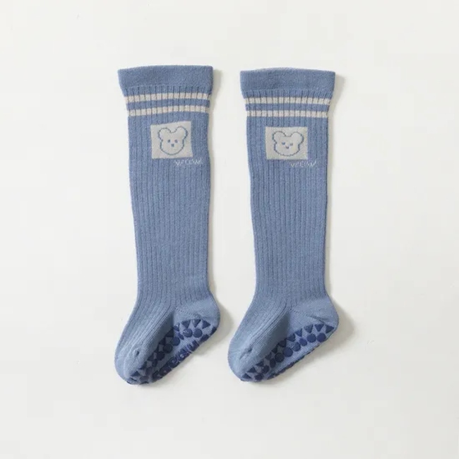 Baby Non Skid Knee Cotton Floor Socks with Grip for Kids Toddlers Baby Girls