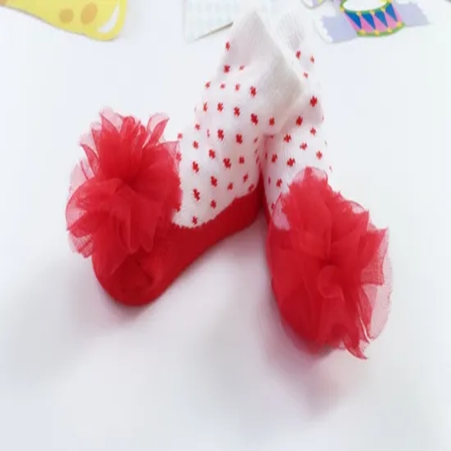 Newborn Baby Girls Cotton Flower Lace Princess Toddler Ruffle Baby Sock