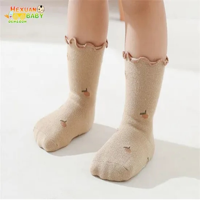 Cute Knitted Socks for Baby Girls Summer Casual Infant Socks with Antislip Rubber Soles High Crew Breathable Cotton for Toddlers