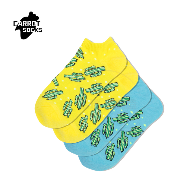 Wholesale For Trading Company Cartoon Cactus Invisible Boat Socks Combed Cotton Women Socks