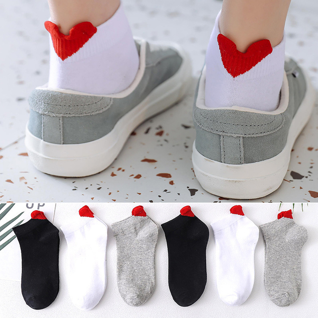 Price Match women Socks Harajuku Female Cotton Ankle Socks White Heart Socks Cute Girls Students Comfortable Casual Short 