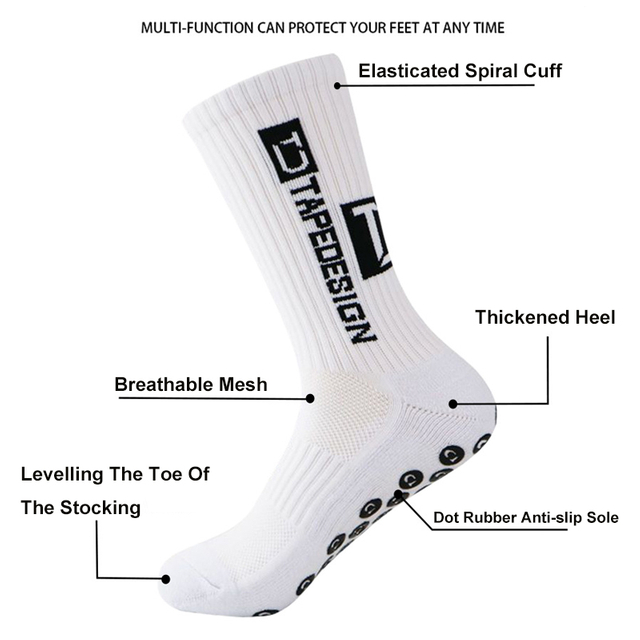  Silicone Anti Slip Football Socks Takraw Men Women Sport Basketball Grip Mid calf Socks Thicken Long Tube 