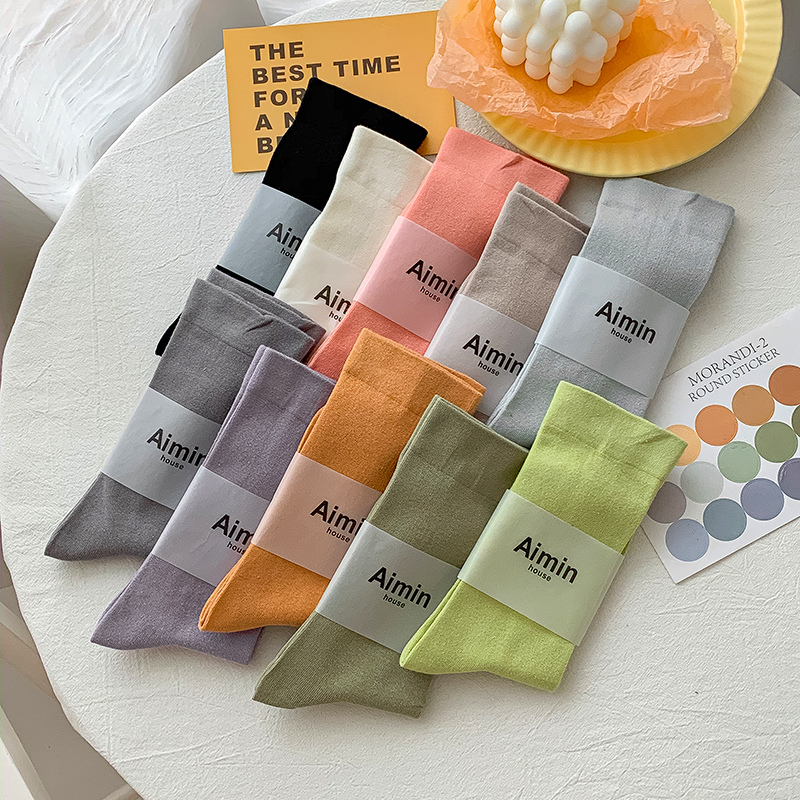 Special Offer Korean Style women Socks Solid Candy Colors Middle Tube Socks School Girls Crew Socks Cotton Casual Short 