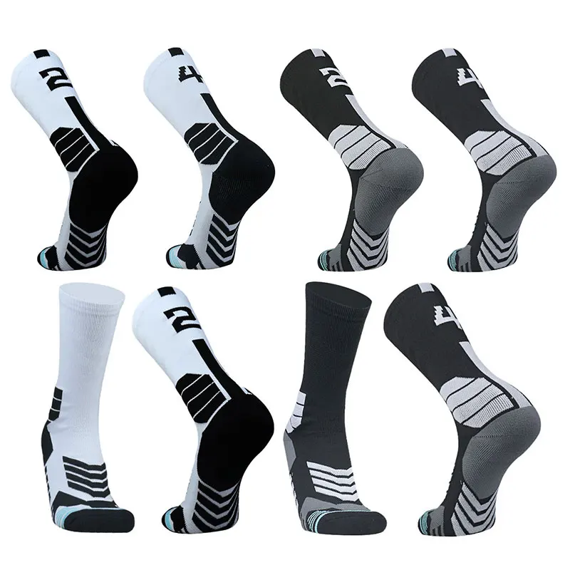  High Quality Elite Basketball Socks Compression Men's Cycling Socks With Number Adults Towel Bottom Outdoor Sports Socks 