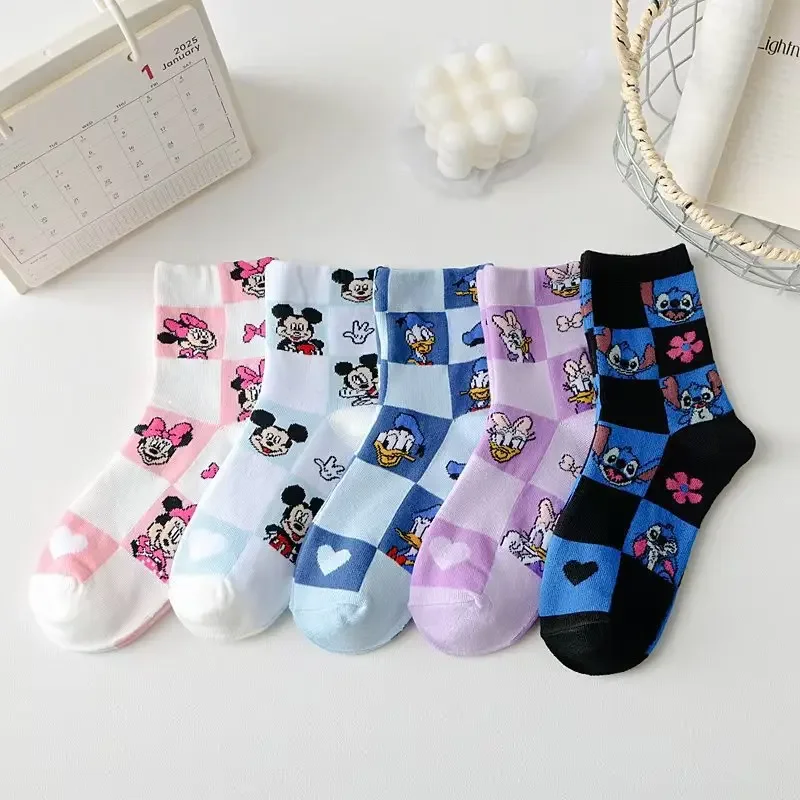 customized packaging Cartoon Disney Mickey Mouse Pure Cotton Mid calf Stockings Socks Donald Duck Stockings for and women Warm 