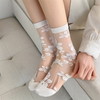 dropshipping Fashion Socks For women Style New Summer Soft Flower Transparent Socks Breathable Thin Soft Ladies Crew Socks 