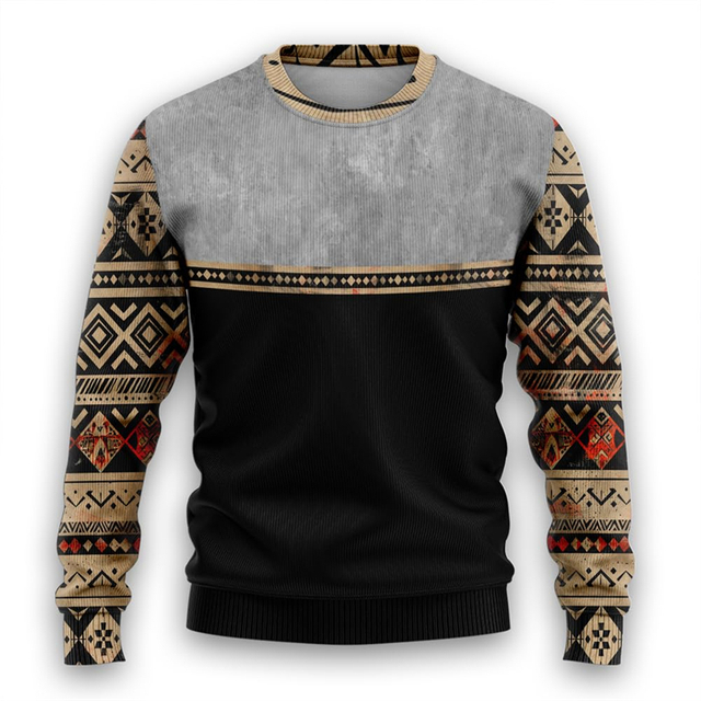 large-scale procurement Vintage Tribal D Print Ugly Christmas Sweater For women Aztec Funny Sweater Xmas Holiday Crew Neck 
