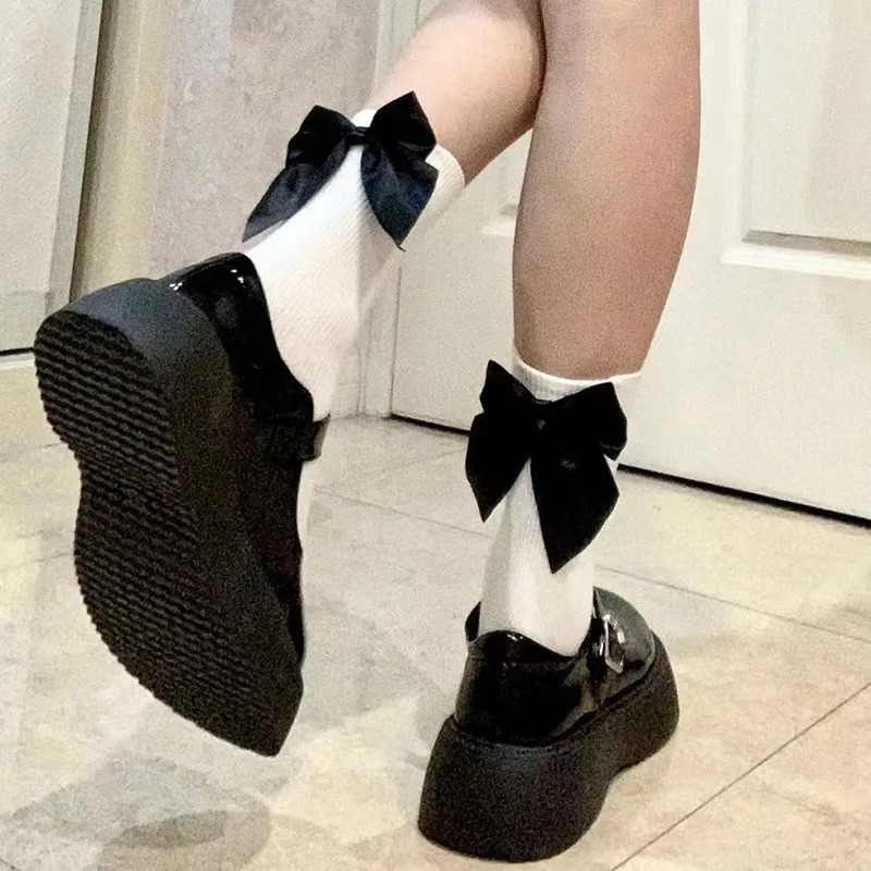 bulk buying Calcetas women Socks Spring Summer White Cute Harajuku Sweet Style Bowknot Female Short Crew Socks Girl Gift 
