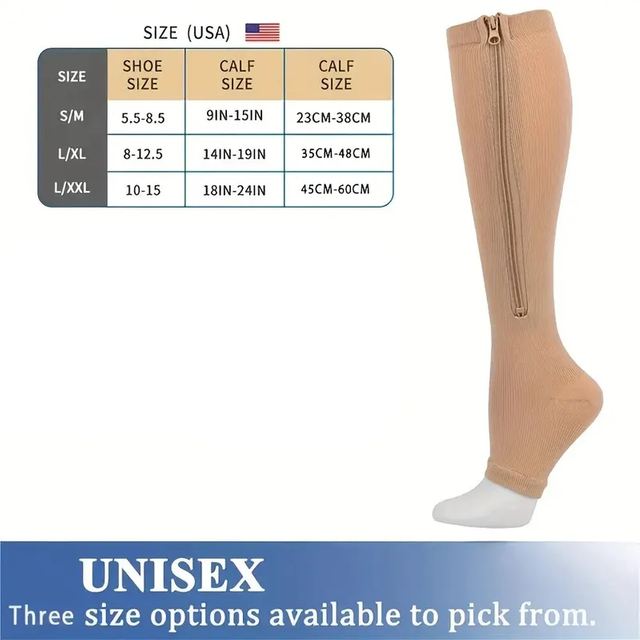 Economy Option Zipper Compression Socks for women & Sturdy Zippered Stocking to Improves Blood Circulation Relieves Pain & 