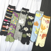 established buyer Cartoon Art Tabi Socks For women Harajuku Split Toe Socks High Quality Combed Cotton Thin Crew Cute Two Toe 