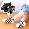 Hot Product Funky Harajuku women Checkerboard Socks Geometric Checkered Low Tube Short Hip Hop Cotton Streetwear Crew Ankle 