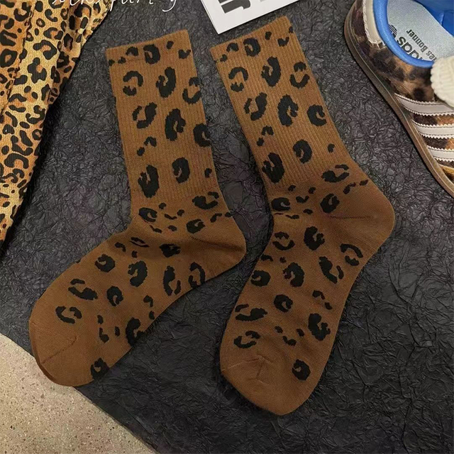 high-grade women s Socks Leopard Print Socks Four Seasons Mid tubeSocks New High Waist PileSocks Fashion Middle Socks women s 