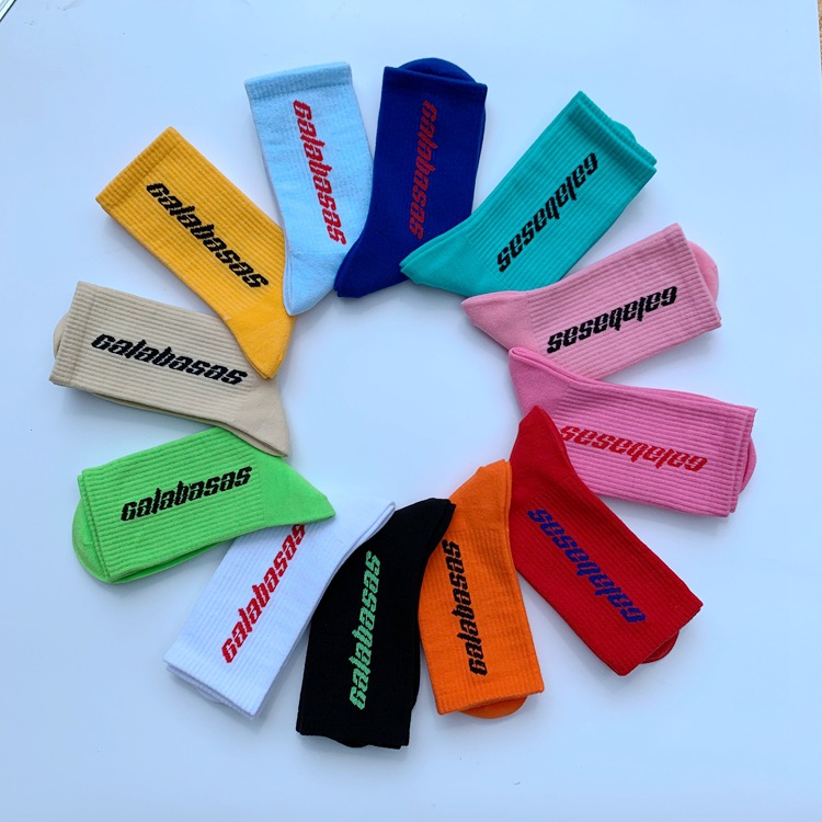 Bestseller Fashion Cotton Socks women Streetwear Kanye West Ins Crew Socks Hip Hop Letter Calabasas Socks Long Skateboard 