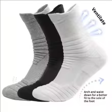  Men Sports Socks Shock absorbing Cushion Terry Towel Basketball Cycling Running Hiking Tennis Socks for Women Cotton Size 