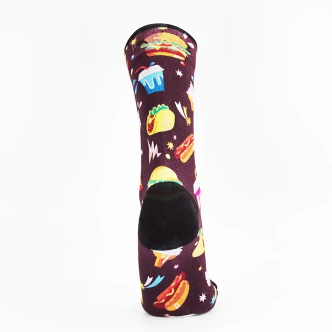 Low Price Crew Cotton Men Women Customized Food Printed Socks