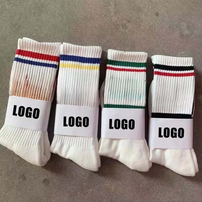 Athletic Sports Cycling Men Gym Workout Terry Sport Custom Logo Cotton Dry Black Crew Socks