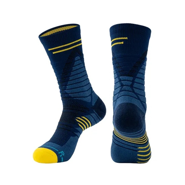 Customized Professional Men′s Basketball Socks with Thickened Medium to Long Hair Scarf Socks for High Crew Level