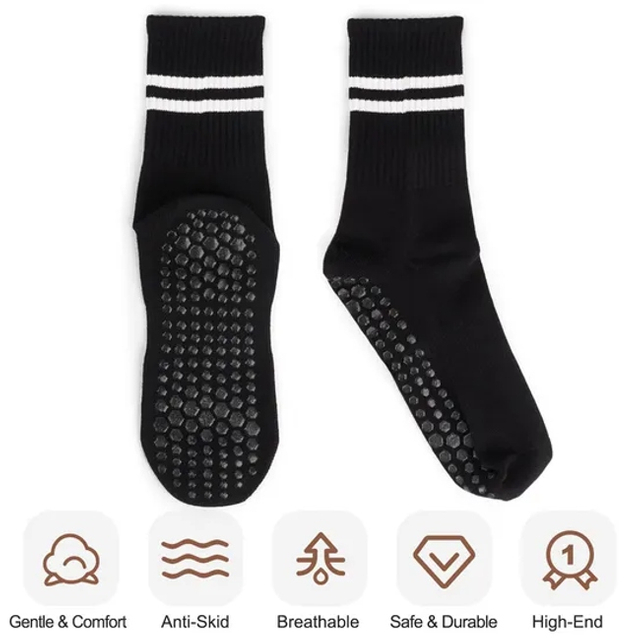 Fashion Functional Pilates Grip Socks Men and Women Sports Colorful Yoga Crew Socks Customized Logo Pilates Crew Socks