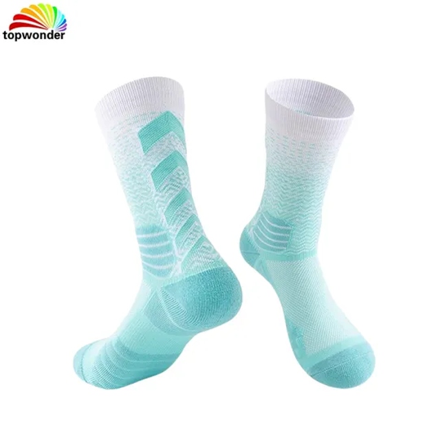 Customize and Wholesale Latest Gradient Color Cushion Bottom Athletic Crew Sports Sock in Many Colors at Low Prices