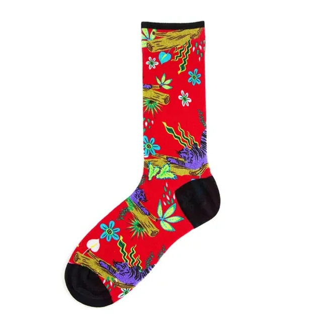 Low Price Crew Cotton Men Women Customized Red Printed Socks