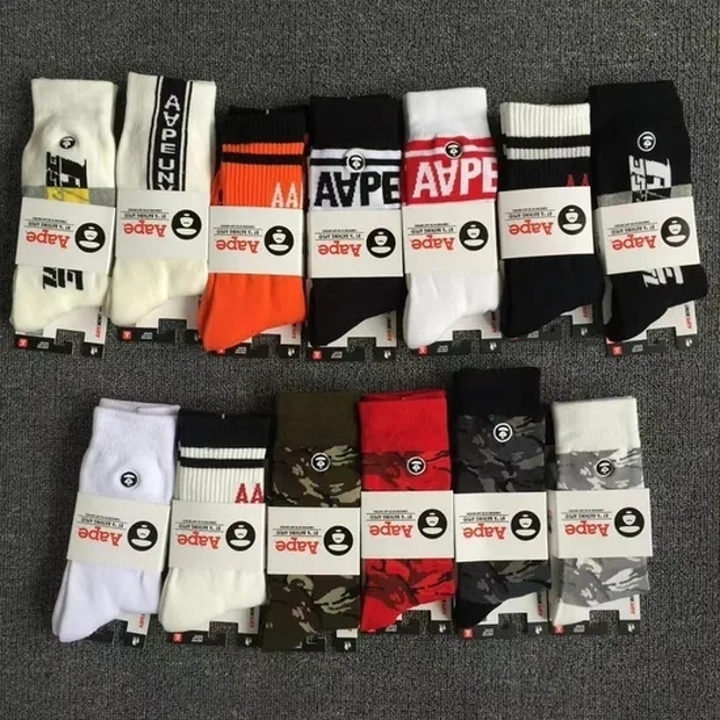 Wholesale Fashion High Quality B Ape Socks Custom Designer Men Unisex Casual Sport Thick Crew Socks Cotton Socks