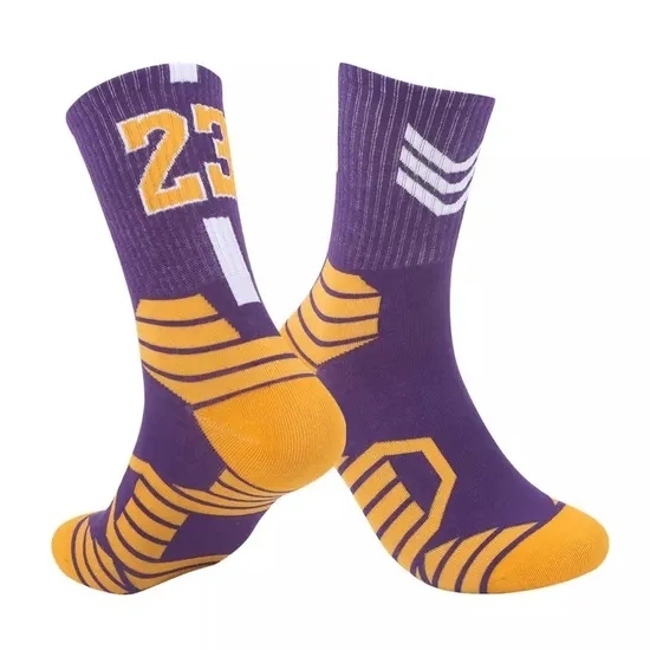 Fashion Casual Basketball Team Number Sports Crew Socks for Men