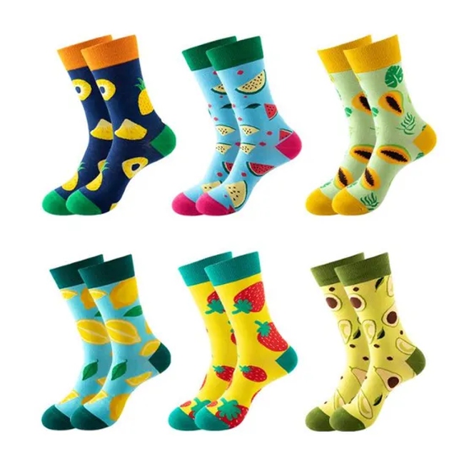 China Private Label Cotton Crew Fashion Fruit Style Men Custom Socks Manufacturer