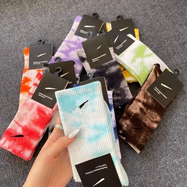 Funny Novelty Fashion Colorful Cool Crazy Skateboard Unisex Tie Dye Crew Socks for Men Women