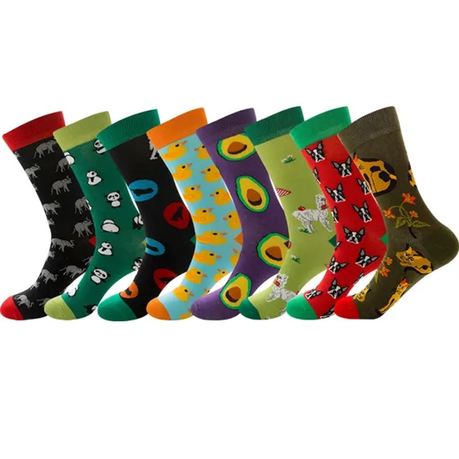Stock Unisex Meias Men Funny Cotton Crew Happy Socken OEM Personalized Design Own Customized Sock Sox Custom Logo Men Socks