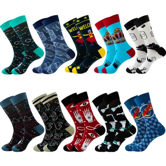 Wholesale Custom Logo Design Calcetines Cotton Mens Socks Cmax Unisex Customized Fashion Colorful Funny Happy Crew Socks Men