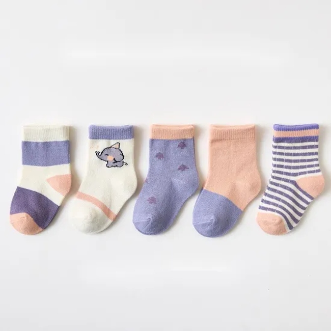 Customized Wholeseller Infant Kids Girls Boys Baby Cotton Stripe Jacquard Branded Socks OEM ODM Winter Autumn
