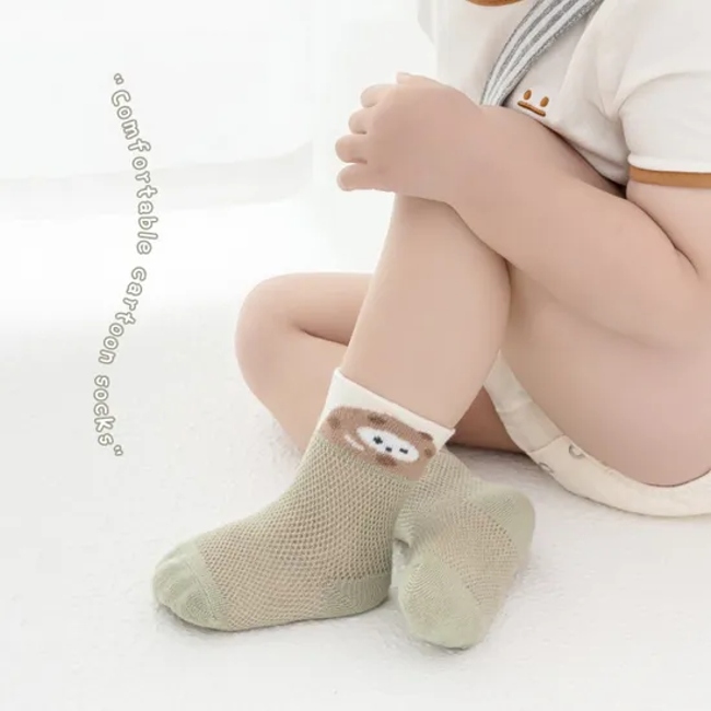 Wholesale Breathable Cartoon Kids Sock Thin Net Sock Boys and Girls Children Cotton Crew Socks for Baby