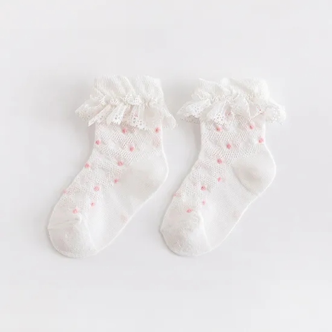 Children′s Socks Spring Summer Lace Mesh Breathable Thin Princess MID Tube Baby Socks