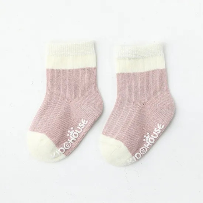 First Steps Small Baby Infant Slouch Ruffle Cuff High Knee Nonslip Grip Thick Wool Socks with Anti Slip Gripper