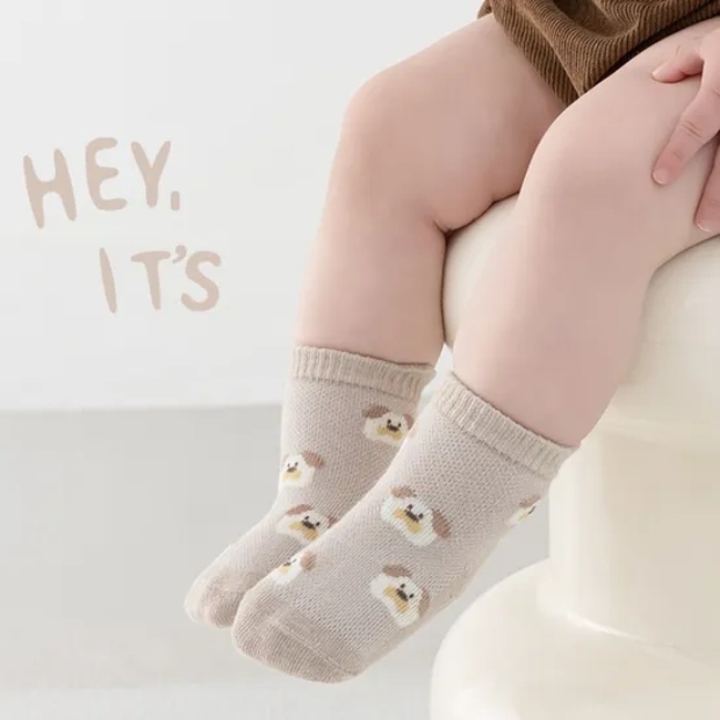 Fashion Breathable Thin Children Net Sock Cartoon Non Slip Kids Sock Cotton Crew Socks for Baby