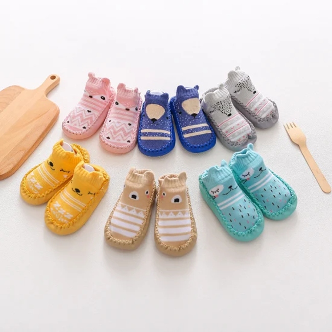 Children′ S New Cartoon Baby Leather Toddler Floor Non Slip Soft Bottom Shoes and Socks